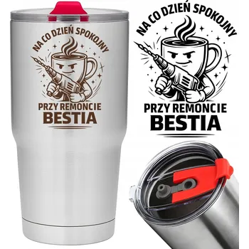 Termoska Termohrnek 900ML stavební gravírování velká termoska na kávu jako dárek