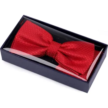 Kravata Sada motýlek a kapesníček do saka, střední, 3 červená