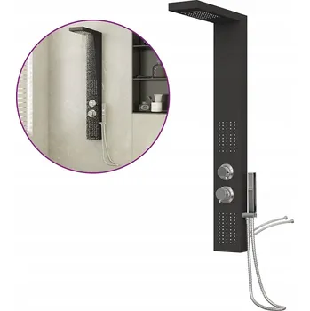 Sprchová hlavice Černý sprchový panel s funkcemi: dešťová sprcha, vodopád, masáž, ruční sprcha