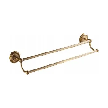 Držák na ručníky do koupelny RETRO, podélný, horizontální, kartáčovaná mosaz