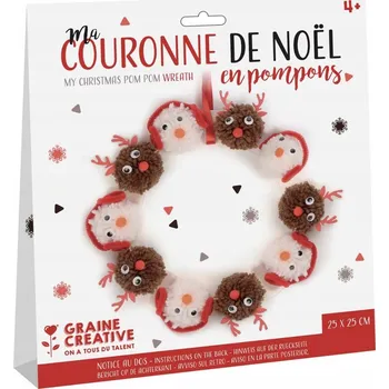 Věnec Vánoční věnec s bambulkami 25x25 cm