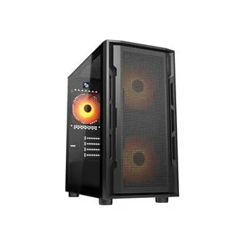 COUGAR PC skříň UNIFACE RGB Black Mini Tower Mesh Front Panel 2x 140mm RGB Fan + 1x 120mm RGB Fan TG Left Panel CGR-55C9B-RGB