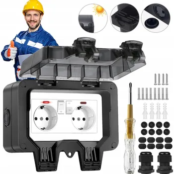 Elektrická zásuvka VENKOVNÍ VODOTĚSNÁ ZÁSUVKA DO ZAHRADY IP66 16A