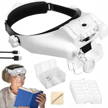 LUPA NA HLAVU BRÝLE PRECIZNÍ SILNÉ LED 14X PRO KLENOTNÍKY, VYŠÍVÁNÍ, ČTENÍ