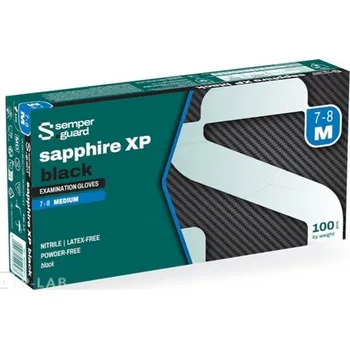 Pracovní rukavice Rukavice vyšetřovací nitrilové sapphire XP black | SEMPERGUARD (Velikost: L, Balení: Karton, Balení (ks): 10x100)