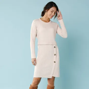 Dámská móda Úpletové šaty s pouzdrovým efektem, pro menší postavu béžová 34/36