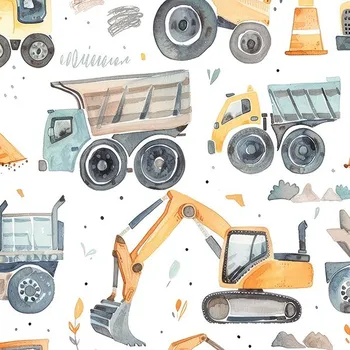 Látka s potiskem nepromokavý polyester TD / NS auta světlé 3