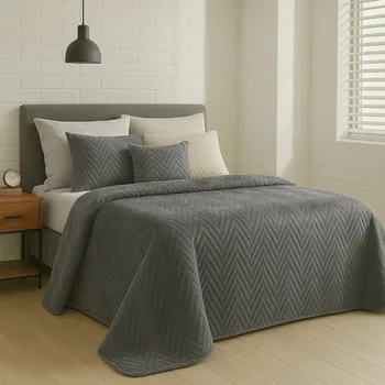 PREMIUM Přehoz na postel SOFIA z měkkého a matného sametu prošívaný do vzoru rybí kosti