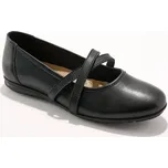 Kožené baleríny s pružnými pásky černá 39