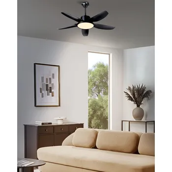 Stropní ventilátor Stropní ventilátor s osvětlením černý syntetický materiál dálkové ovládání moderní skandinávský obývací pokoj Beliani