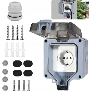 Elektrická zásuvka VENKOVNÍ ELEKTRICKÁ ZÁSUVKA ZAHRADNÍ VODOTĚSNÁ S KOLÍKEM IP66