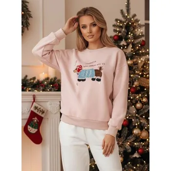 Dámská mikina Dámská mikina oversize s výšivkou DOGSWEETY růžová