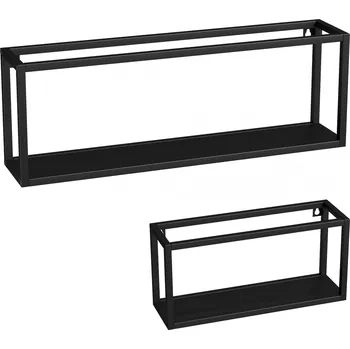 Obývací pokoj 2 nástěnné ocelové police | černé
