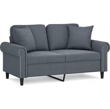 Pohovka Dvoumístná sametová pohovka tmavě šedá 152x77x80 cm s polštáři