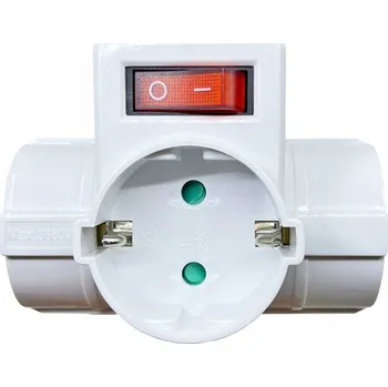 Elektrická zásuvka Adaptérová zásuvka s vypínačem, bílá, dětská pojistka