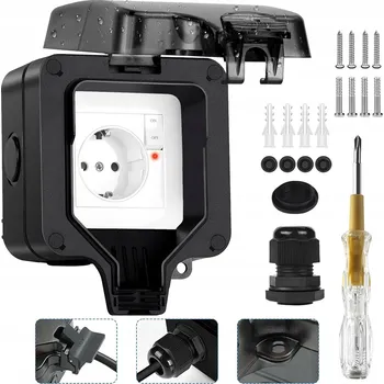 Elektrická zásuvka Venkovní vodotěsná zásuvka IP66 + PŘÍSLUŠENSTVÍ