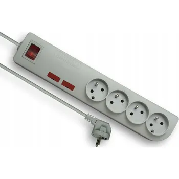 Napájecí kabel Prodlužovací Kabel 4-zásuvkový proti přepětí 3 m šedý Elgotech PSF-403