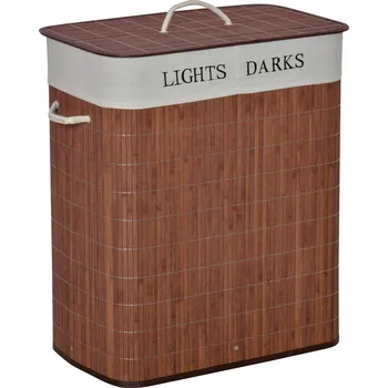 Koš na prádlo HOMCOM Skládací koš na prádlo s vyjímatelnou vložkou, bambusový, hnědý