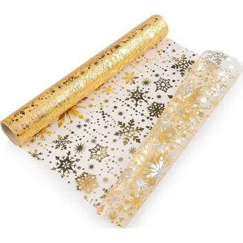 Vánoční dekorace Vánoční organza s potiskem - vločka, šíře 36 cm