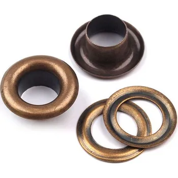 Průchodky s podložkou vnitřní Ø6 mm / vnější Ø11 mm, střední, 1 staromosaz