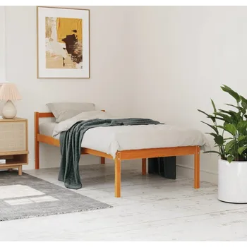 Postel vidaXL Postel pro seniory 90 x 190 cm Single masivní borovice [810579] Barva: Voskově hnědá