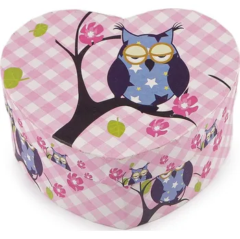 Dárková krabička Dárková krabička srdce sova 11,5x10 cm, střední, 5 růžová světlá