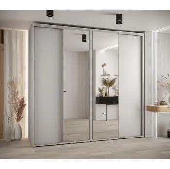 Šatní skříň Vysoká šatní skříň s posuvnými dveřmi Davos 3 250, hloubka 60 cm, výška 235,2 cm - Abiks Meble bílý mat-stříbrná 250x235.2 cm