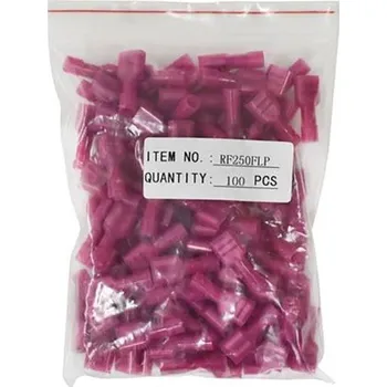 Síťový kabel Faston-zdíř.6,3mm červ.kab.0,75-1,3mm2 plná izol., balení 100ks