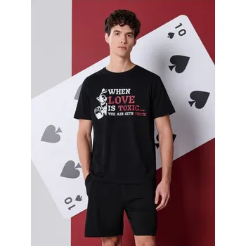 Pánské pyžamo Sinsay - Dvoudílné bavlněné pyžamo - černá - 033GW-99X - 033GW-99X-L