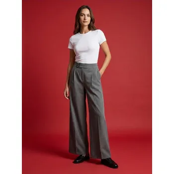 Dámské kalhoty Sinsay - Kalhoty široké nohavice s ozdobným pásem - šedá - 860GZ-90M - 860GZ-90M-XXL