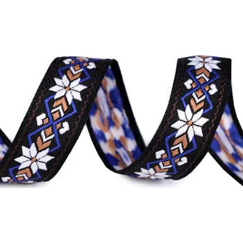 Prýmek / vzorovka indiánský motiv šíře 24 mm, velké, 4 bílá béžová