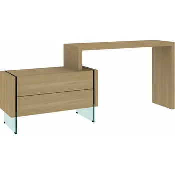 Psací stůl Psací stůl se zásuvkami do kanceláře a pracovny Soho - Livin Hill Dub / Sklo 207.5x75 cm