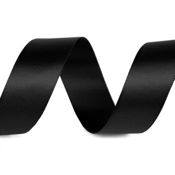 Stuha Atlasová hedvábná stuha oboulící šíře 24 mm matná, střední, 900 černá