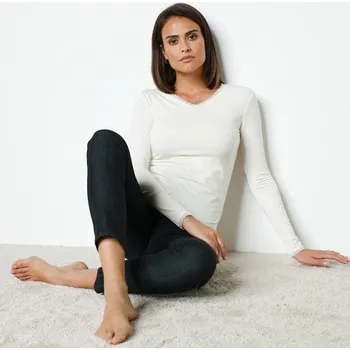 Body Hřejivý nátělník s dlouhými rukávy slonová kost 42/44