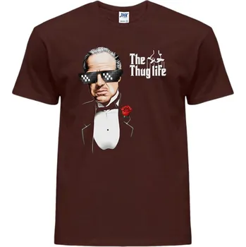 Pánské tričko levne-bavlnene-tricko-potisk-kmotr-vytrznik-mafian Barva: Chocolate - čokoládově hnědá, velikost: S