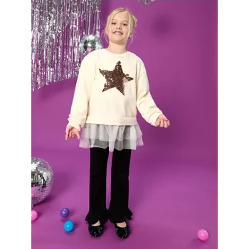 Dívčí oblečení Sinsay - Mikina s kulatým výstřihem - krémová - 370DN-01X - 370DN-01X-98