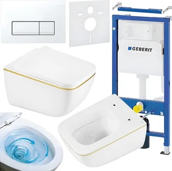 Klozet BPS-koupelny Podomítkový modul Geberit DuoFix s WC mísou YU-WH-GL-TR-03 + ovládací tlačítko Delta 50 bílá