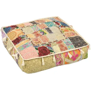 Polštář SANU BABU Meditační polštář ručně vyšívaný patchwork, s mušličkami, čtverec, 60x60x10cm (YL)