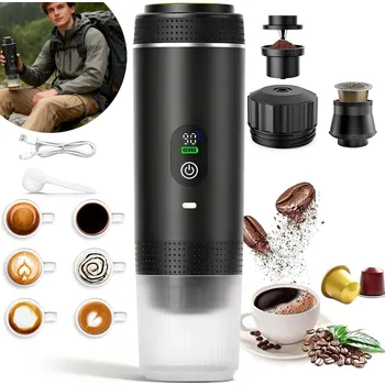 Kávovar PŘENOSNÝ KÁVOVAR 72W 3v1 BEZDRÁTOVÝ PRO TURISTIKU, KEMPOVÁNÍ A DO AUTA (RV)