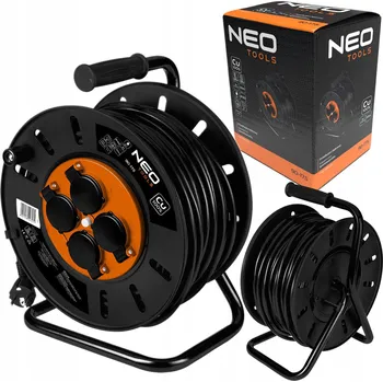 Napájecí kabel Prodlužovací Kabel na bubnu Neo Tools 50 m, 4 ks, černý