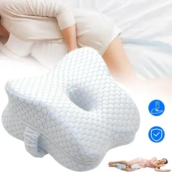 Polštář ORTOPEDICKÝ POLŠTÁŘ MEZI KOLENA NA SPANÍ KLÍN POD NOHY PAMĚŤOVÁ PĚNA