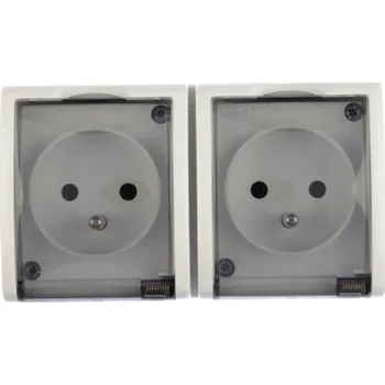Elektrická zásuvka Dvojitá zásuvka nástěnná s víčkem IP54 Simon Aquarius - Vhodná do sklepa