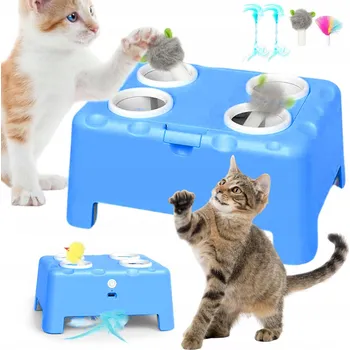 Hračka pro kočku INTELIGENTNÍ HRAČKA PRO KOČKY 2 V 1 3 REŽIMY MODRÁ TRÉNINK KITTY