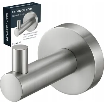 Věšák VĚŠÁK NA RUČNÍKY DO KOUPELNY HÁČEK NA ZEĎ DRŽÁK DELVANT ESVAN STŘÍBRNÝ