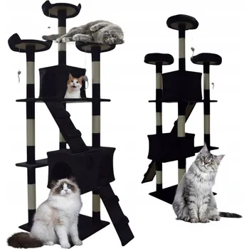 Škrabadlo pro kočky černý domeček pelíšek plošiny hračky sisal stabilní