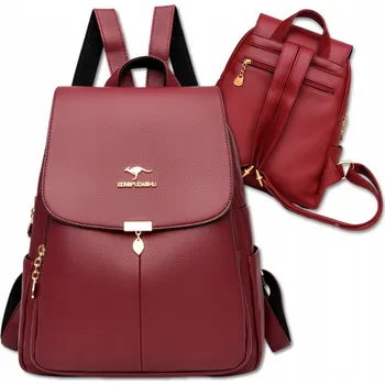 Městský batoh Dámský školní Batoh Urban Elegant Eko Kůže Prostorný Bordový