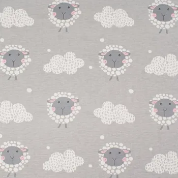 Bavlněný úplet JENNY 130g ovečky na šedé