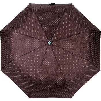 Dámský skládací vystřelovací deštník s puntíky, velké, 3 hnědá