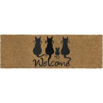 Kokosová rohožka Welcome Cats 25x75 cm