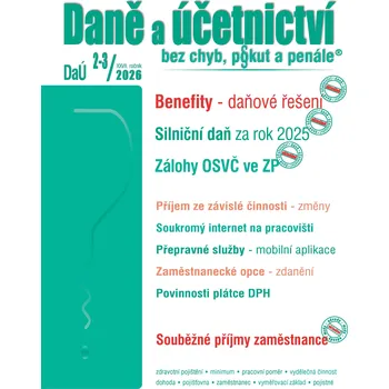 DaÚ 2-3/2026 Zaměstnanecké benefity - Silniční daň za rok 2025, Osvobození příjmů FO – změ